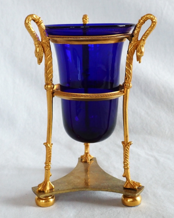 Empire ormolu and blue crystal Athenian style vase, early 19th century