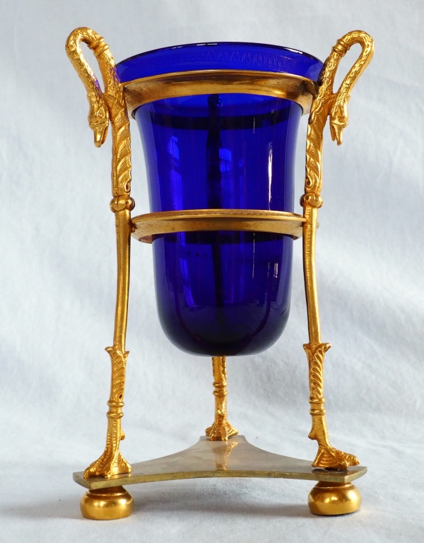 Empire ormolu and blue crystal Athenian style vase, early 19th century