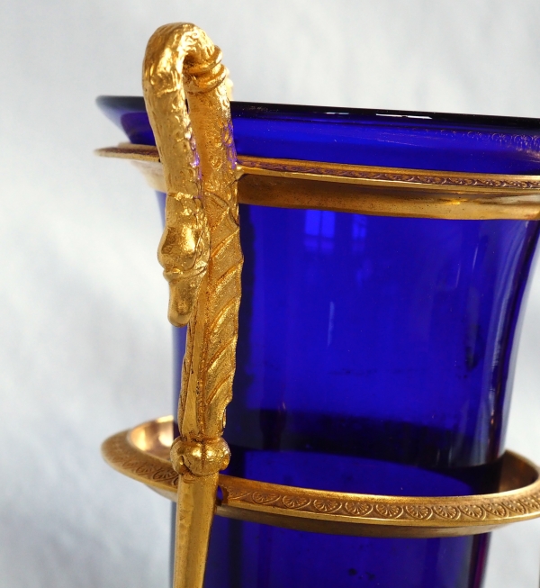 Empire ormolu and blue crystal Athenian style vase, early 19th century