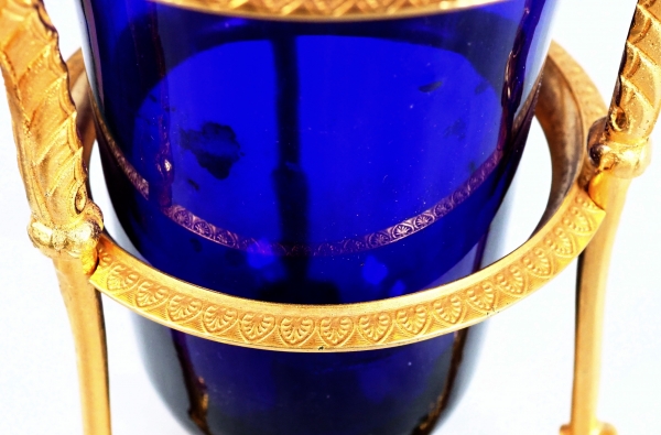 Empire ormolu and blue crystal Athenian style vase, early 19th century