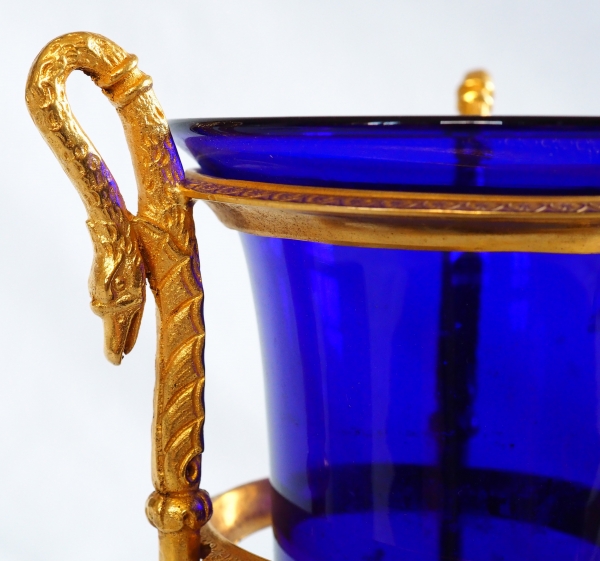 Empire ormolu and blue crystal Athenian style vase, early 19th century