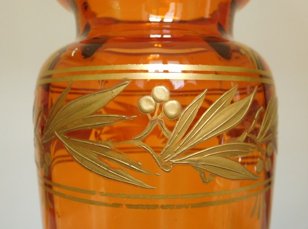 Baccarat crystal vase enhanced with fine gold