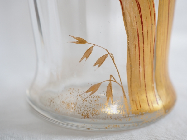 Vase en cristal de Baccarat, côtes vénitiennes, modèle à l'iris doré à l'or fin, époque Art Nouveau