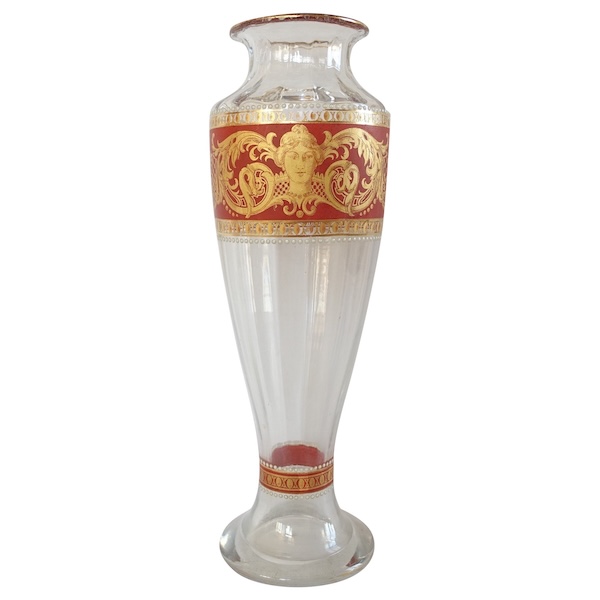 Baccarat crystal vase enhanced with a Renaissance style enamelled and gilt decoration circa 1910