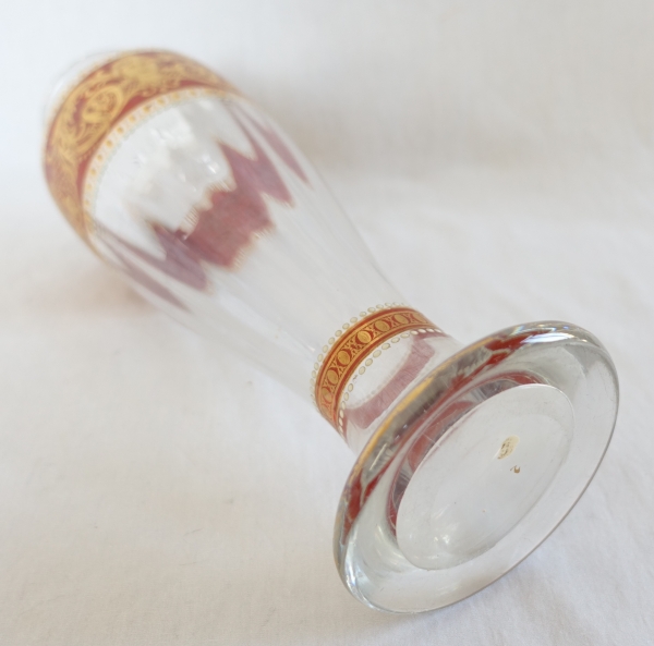 Baccarat crystal vase enhanced with a Renaissance style enamelled and gilt decoration circa 1910