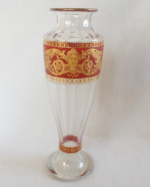 Baccarat crystal vase enhanced with a Renaissance style enamelled and gilt decoration circa 1910