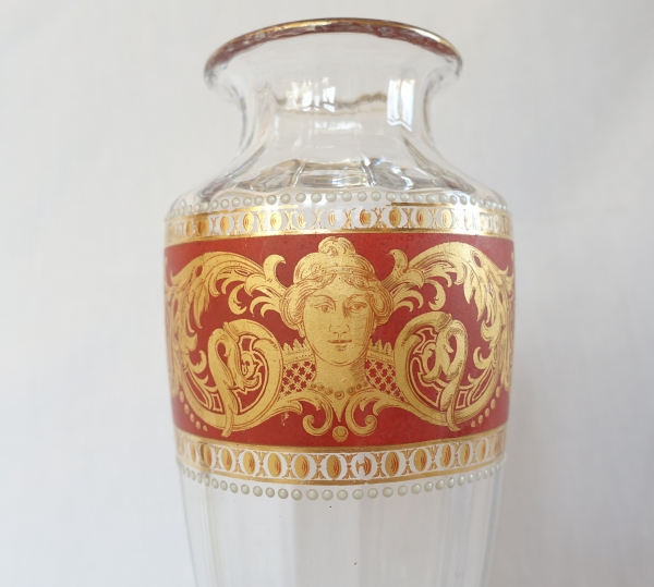 Baccarat crystal vase enhanced with a Renaissance style enamelled and gilt decoration circa 1910