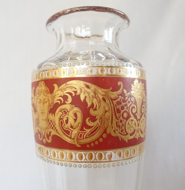 Baccarat crystal vase enhanced with a Renaissance style enamelled and gilt decoration circa 1910