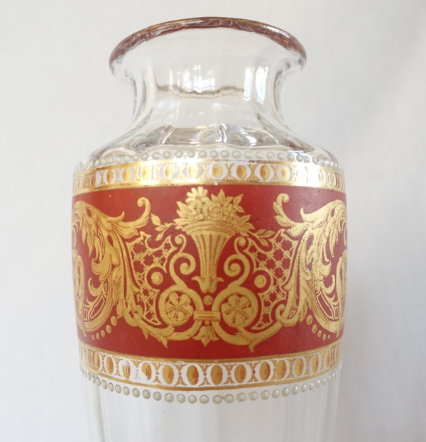 Baccarat crystal vase enhanced with a Renaissance style enamelled and gilt decoration circa 1910