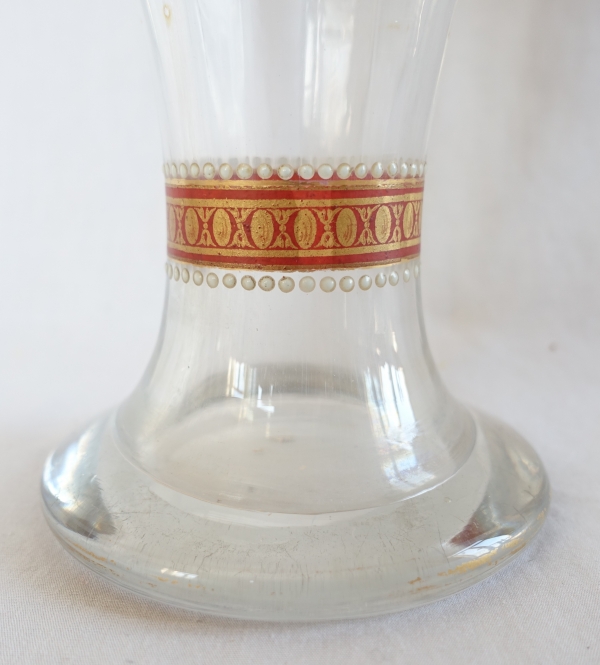 Baccarat crystal vase enhanced with a Renaissance style enamelled and gilt decoration circa 1910