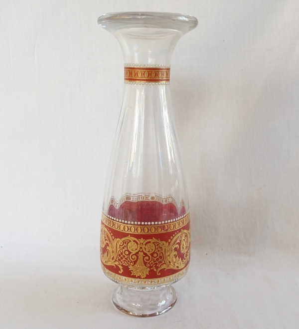 Baccarat crystal vase enhanced with a Renaissance style enamelled and gilt decoration circa 1910