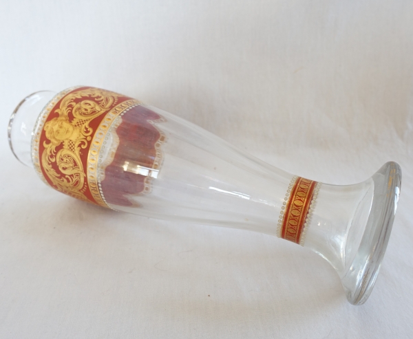 Baccarat crystal vase enhanced with a Renaissance style enamelled and gilt decoration circa 1910
