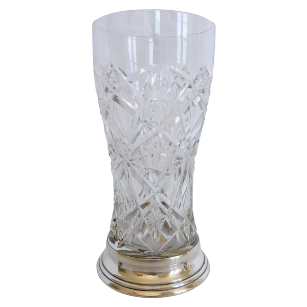 Vase en cristal de Baccarat taillé et argent massif, modèle Lagny - étiquette Papier