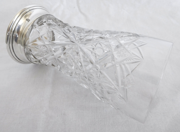 Vase en cristal de Baccarat taillé et argent massif, modèle Lagny - étiquette Papier