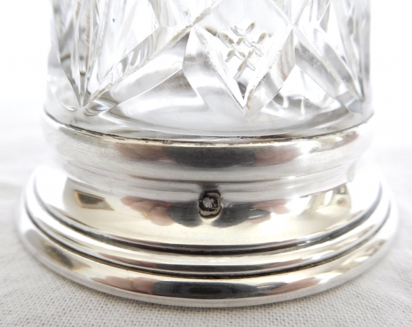 Baccarat crystal and sterling silver vase, Lagny pattern - original paper sticker