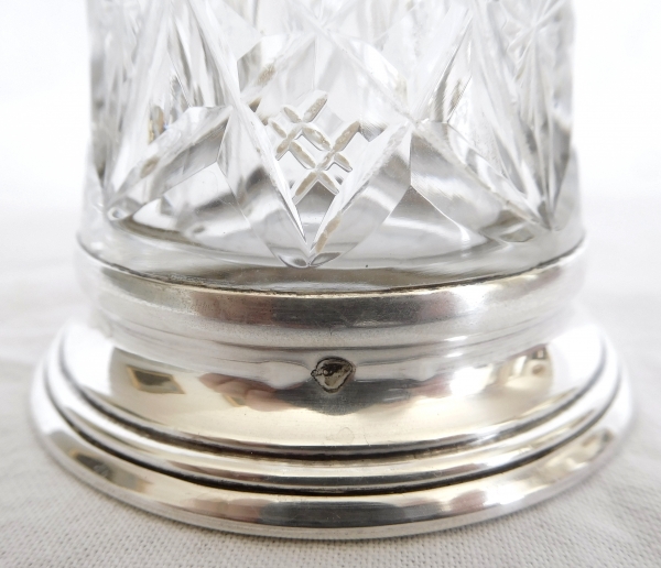 Baccarat crystal and sterling silver vase, Lagny pattern - original paper sticker