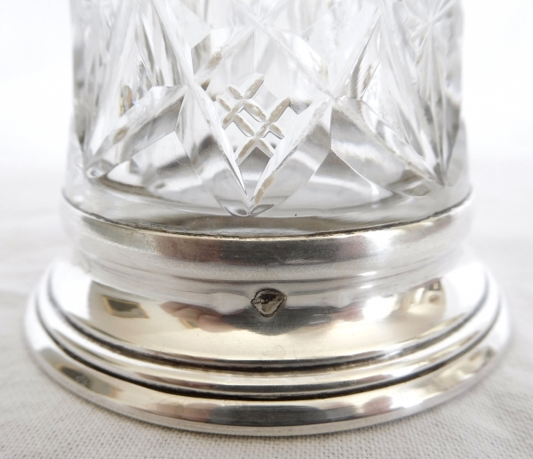 Vase en cristal de Baccarat taillé et argent massif, modèle Lagny - étiquette Papier