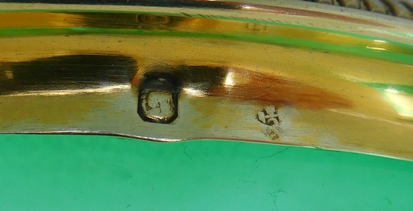 Green Baccarat crystal vase, vermeil mounting (gilt sterling silver)