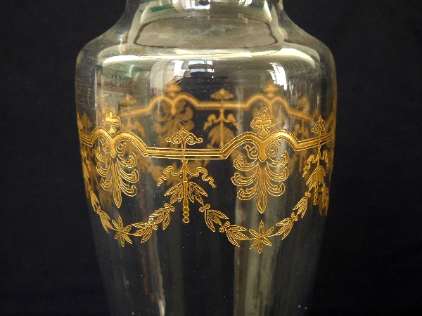 Baccarat crystal vase, Beauharnais pattern, gilt with fine gold