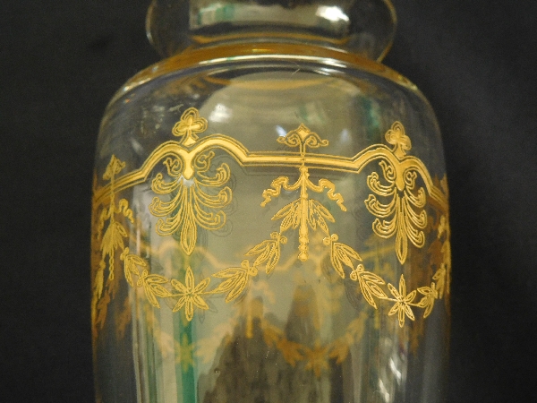 Baccarat crystal vase, Beauharnais pattern, gilt with fine gold