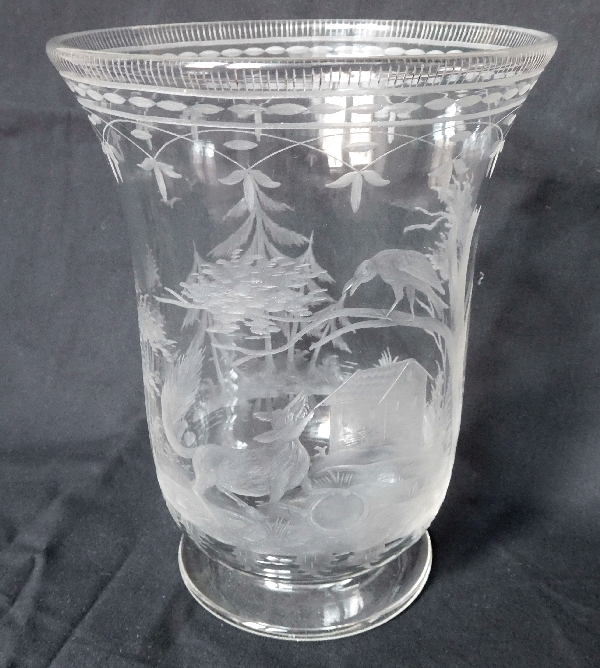 Baccarat crystal vase, the Fox and the Crow