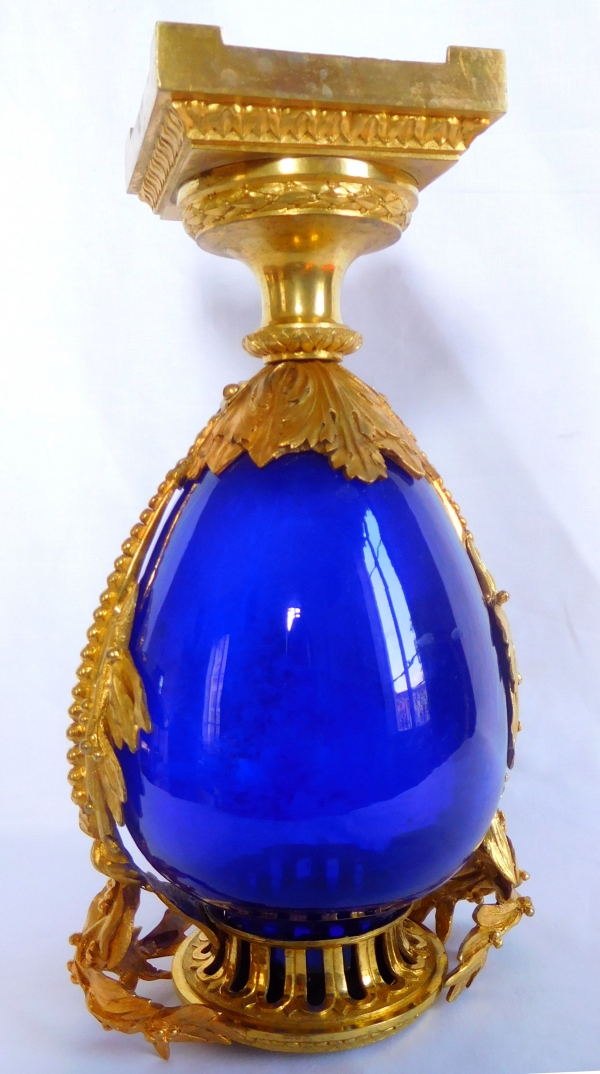 Louis XVI style cobalt blue crystal and ormolu vase attributed to Baccarat, late 19th century