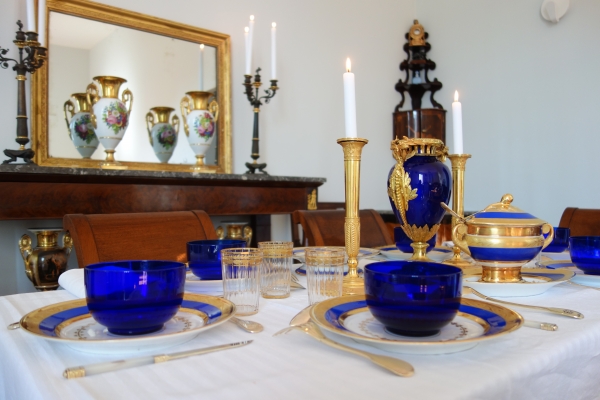 Louis XVI style cobalt blue crystal and ormolu vase attributed to Baccarat, late 19th century