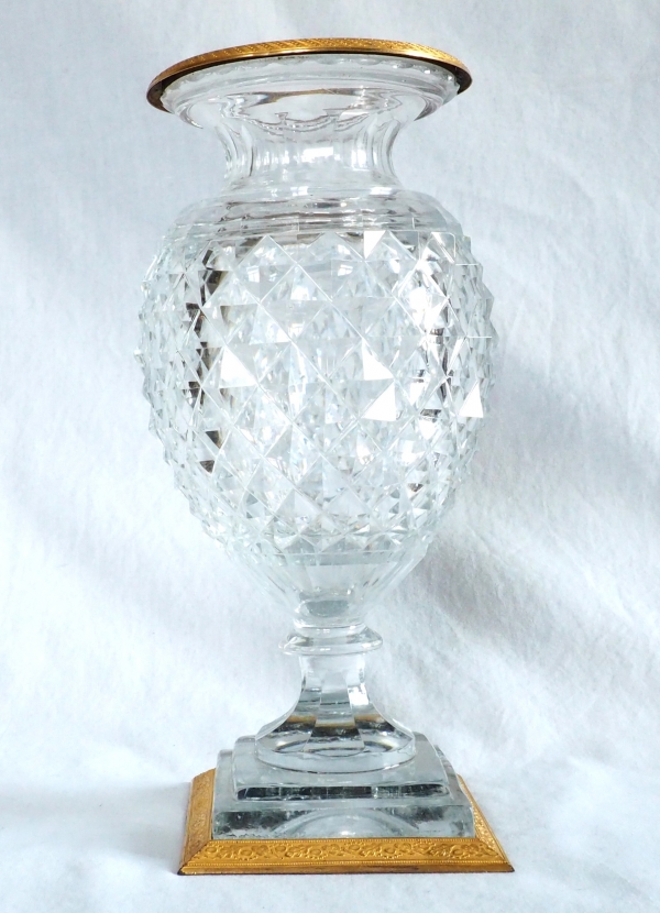 Charles X Le Creusot cut crystal vase, ormolu frame - early 19th century
