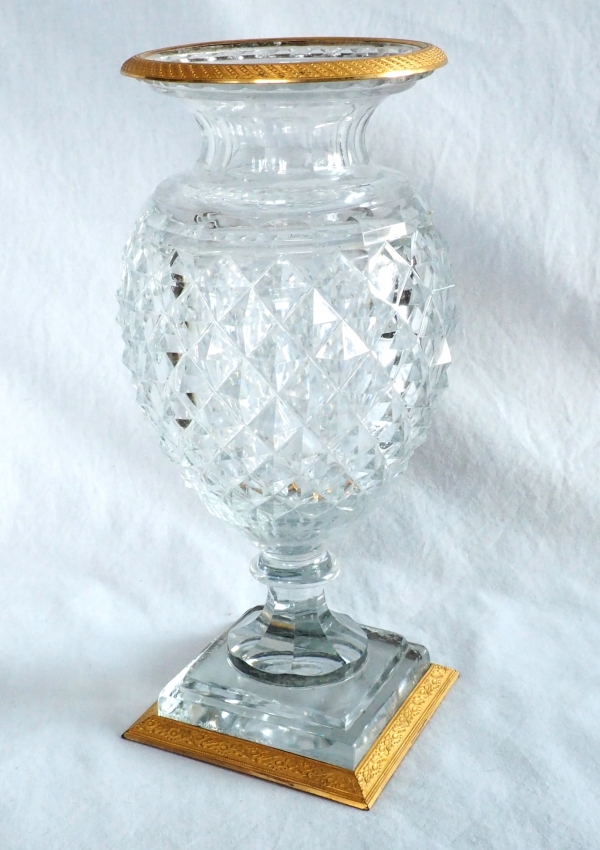 Charles X Le Creusot cut crystal vase, ormolu frame - early 19th century
