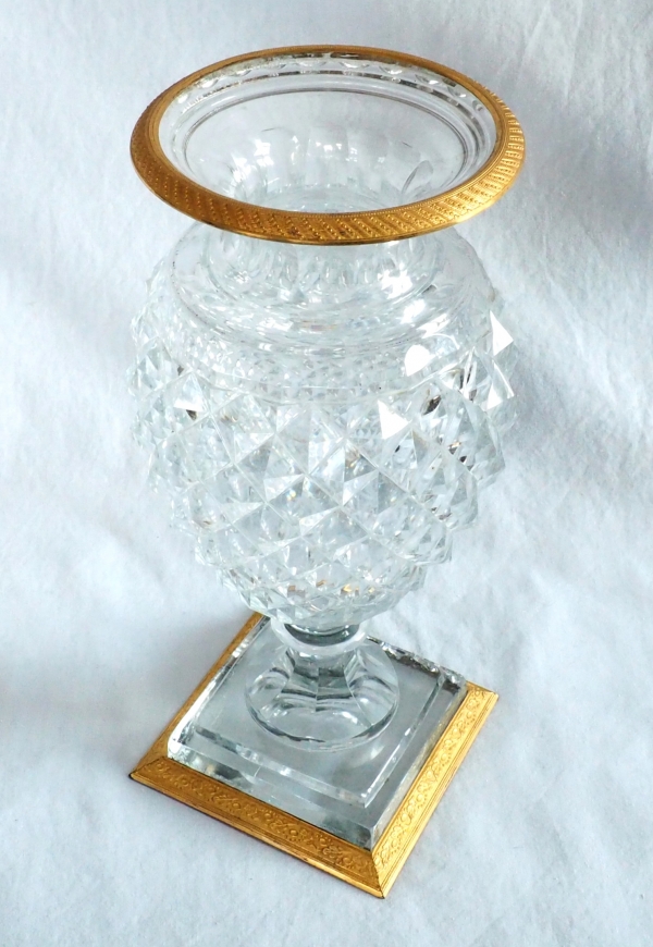 Charles X Le Creusot cut crystal vase, ormolu frame - early 19th century