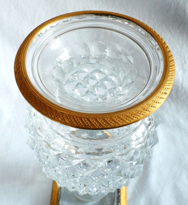 Charles X Le Creusot cut crystal vase, ormolu frame - early 19th century