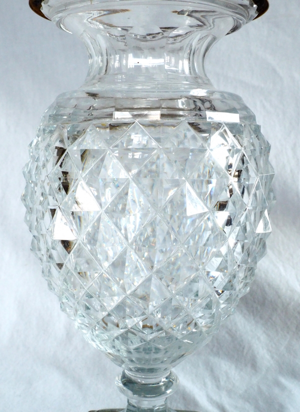 Charles X Le Creusot cut crystal vase, ormolu frame - early 19th century