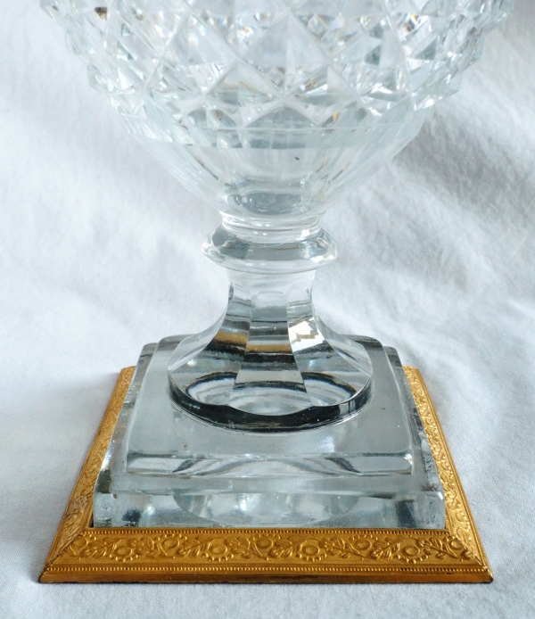 Charles X Le Creusot cut crystal vase, ormolu frame - early 19th century