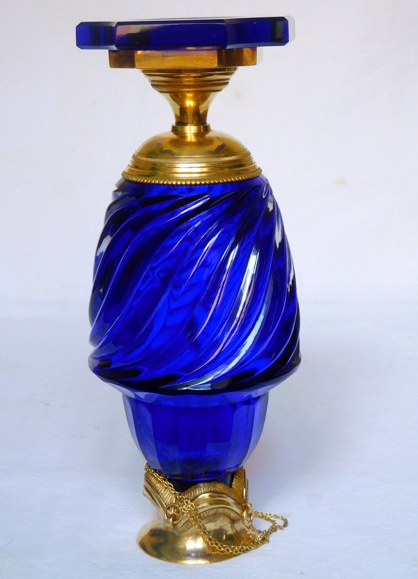 Le Creusot vase - blue glass and ormolu, Louis XVI production / early 19th century