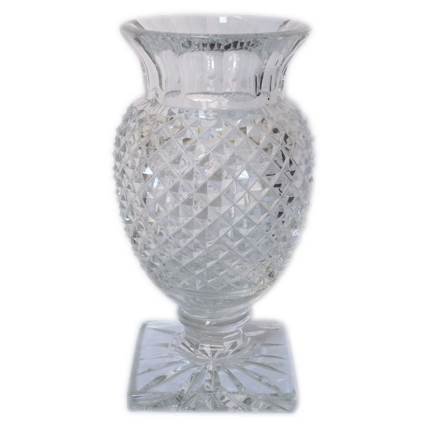 St Louis crystal Medicis vase, cut crystal - signed - 26cm