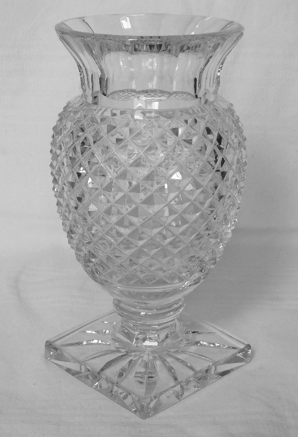 St Louis crystal Medicis vase, cut crystal - signed - 26cm