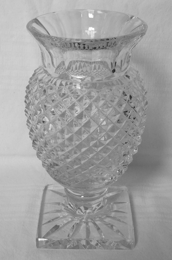 St Louis crystal Medicis vase, cut crystal - signed - 26cm