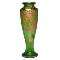 Baccarat crystal vase, Platanes pattern enhanced with fine gold