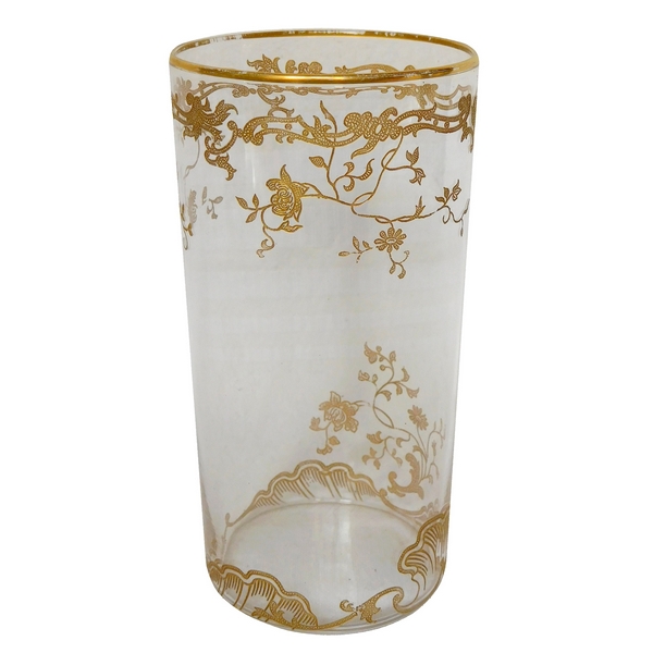 Vase rouleau en cristal de Baccarat, modèle Louis XV rehaussé à l'or fin