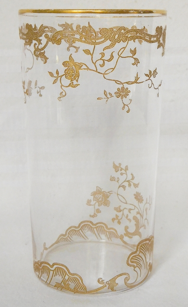 Vase rouleau en cristal de Baccarat, modèle Louis XV rehaussé à l'or fin