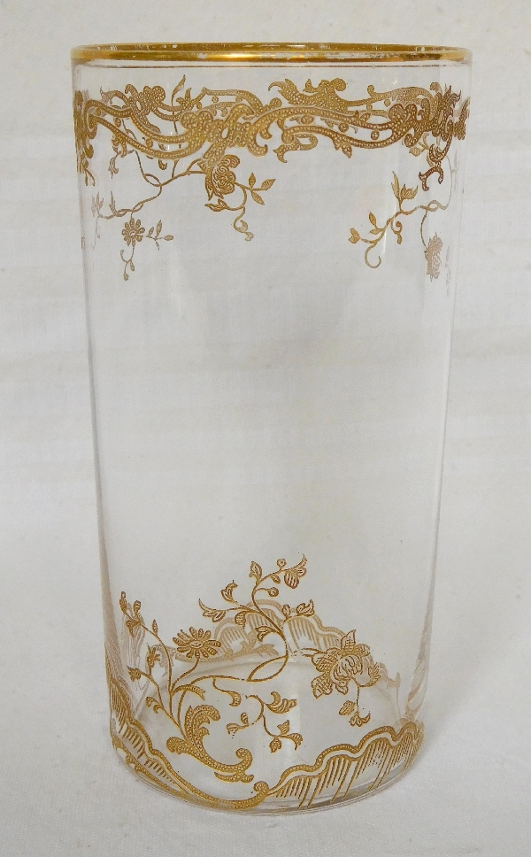 Vase rouleau en cristal de Baccarat, modèle Louis XV rehaussé à l'or fin