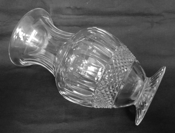 Tall St Louis crystal vase, Tommy pattern - signed