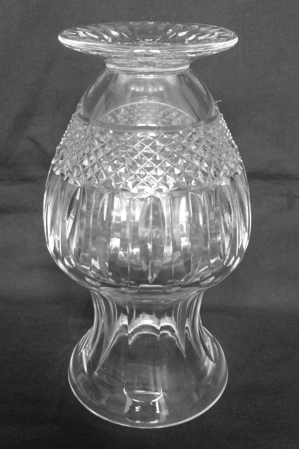Tall St Louis crystal vase, Tommy pattern - signed