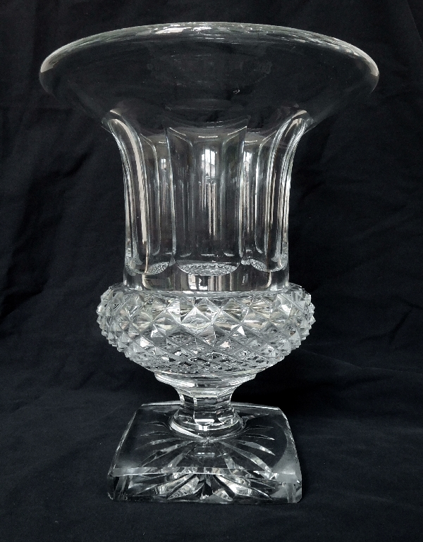 Tall St Louis crystal medicis vase, Versailles pattern - 24.9cm