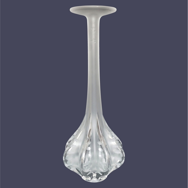 Lalique crystal flower vase designed by Marie-Claude Lalique