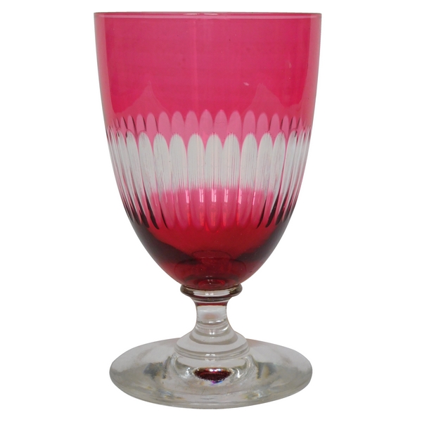 Baccarat crystal tooth glass, pink overlay crystal, Renaissance pattern