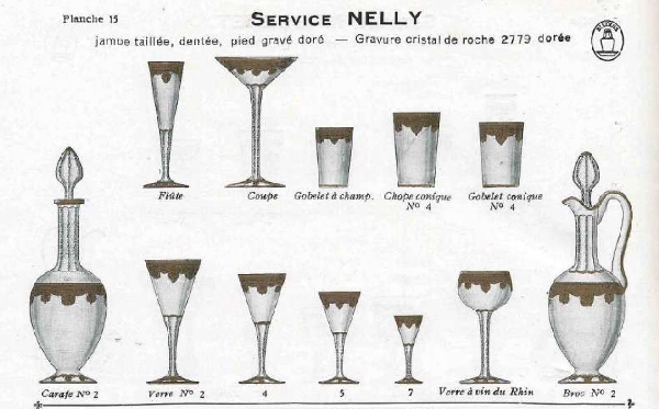 Verre à dents en cristal de St Louis, modèle Nelly Empire doré