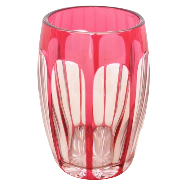 St Louis crystal port glass, pink overlay cut cristal