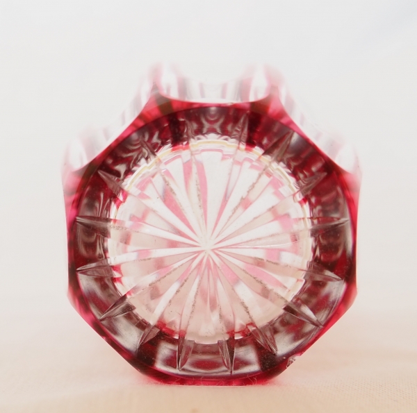 St Louis crystal port glass, pink overlay cut cristal