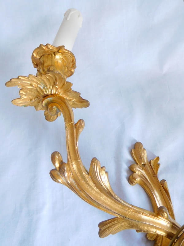 Set of 4 ormolu Louis XV style wall lights, 19th century production - 3 lights